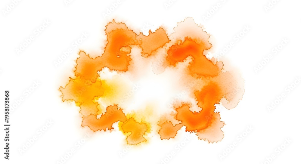 Fototapeta premium Abstract watercolor blotch of vibrant orange and yellow paint on a white background