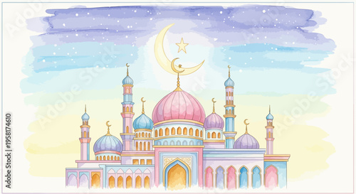 Beautiful Mosque with Pink Dome Architecture.