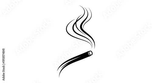 Smoking cigarette with rising smoke.