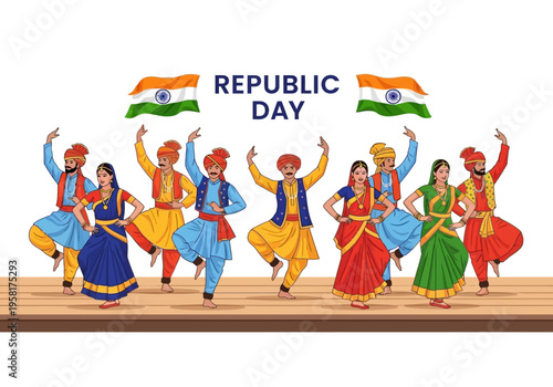 Indian Republic Day Celebration with Traditional Dancers.