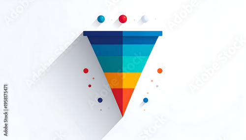 Colorful sales funnel illustration representing lead generation and conversion process