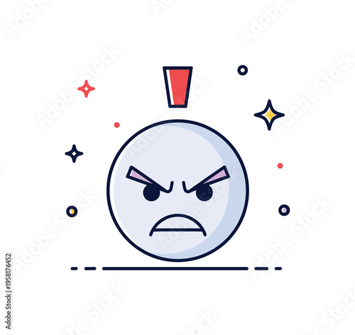 Angry reaction emoji centered on a rounded face with angled eyebrows and a small red accent above, conveying frustration and strong disagreement. The