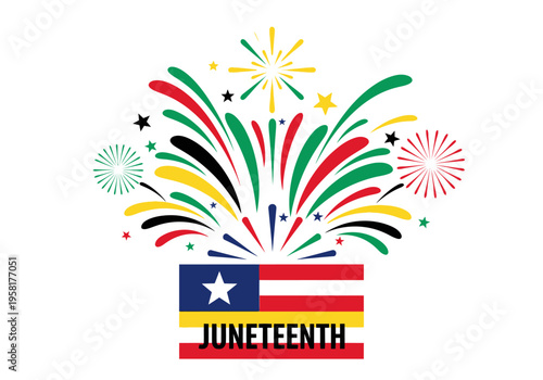 Juneteenth Celebration Fireworks and Flag.