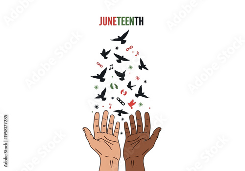Juneteenth Celebration Freedom Birds Hands Releasing.