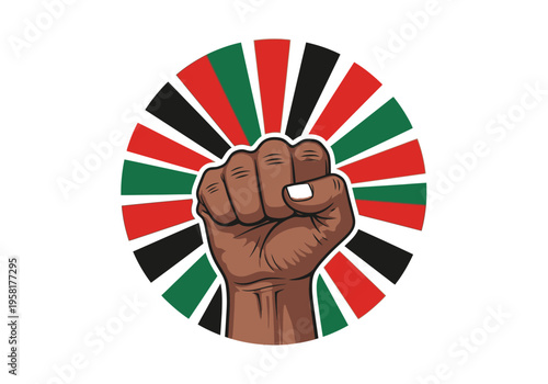 Raised fist symbol of power and resistance.
