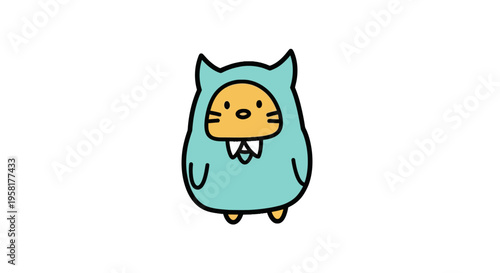 Cartoon cat in blue costume.