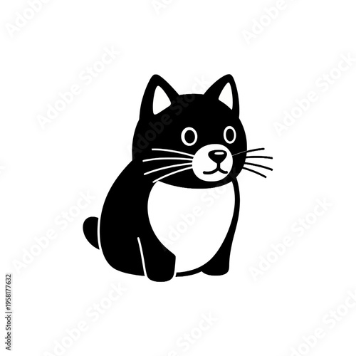 Black and white cartoon cat face.