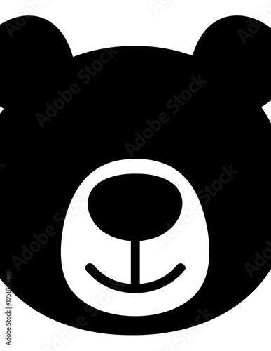Black bear face closeup illustration.