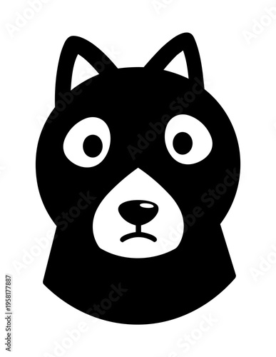 Black dog head cartoon style illustration.