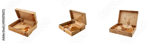 Obraz  z motywem Empty open cardboard pizza box, delivered food packaging as isolated on transparent background