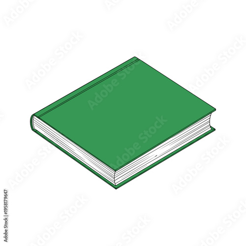 A green book with white pages