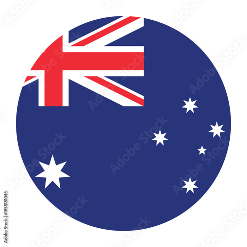 Photos Circular vector illustration of the Australian flag, isolated on white background