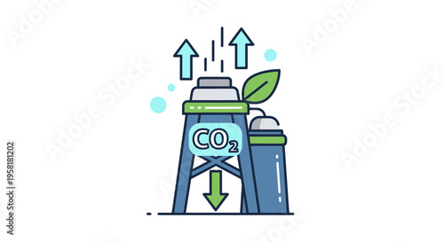 Factory Emitting Co2 Upward Arrows Leaf Carbon Emissions Environmental Impact Icon Depicts