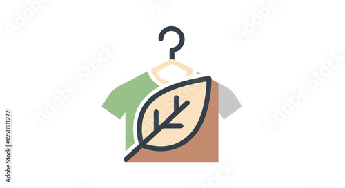 Eco Friendly Clothing Concept Shirt Hanger Large Leaf Icon Sustainability Natural Materials