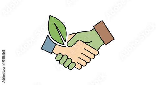 Handshake Green Leaf Eco Friendly Partnership Sustainable Business Agreement Two Hands Shaking