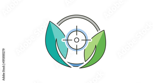 Eco Friendly Target Logo Leaves Crosshairs Environmental Focus Conservation Goals Circular Two