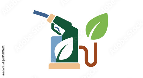 Gas Pump Leaf Indicating Eco Friendly Fuel Sustainable Energy Vehicles Green Graphic