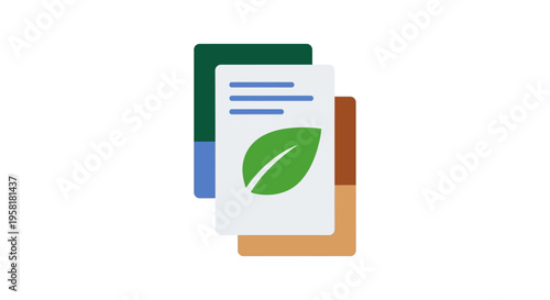 Stacked Documents Green Leaf Icon Environmental Compliance Sustainability Reporting Eco Friendly Policy