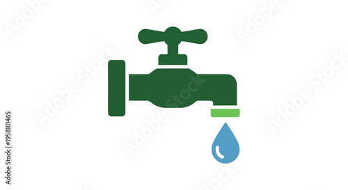Water Tap Dripping Blue Drop Conservation Resource Management Usage Green Faucet Simple