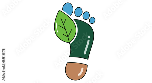 Footprint Icon Leaf Water Droplets Environmental Eco Conscious Living Carbon Graphic Green