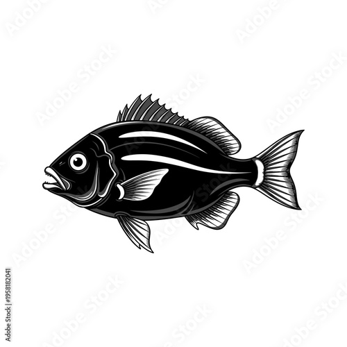 A black and white fish with stripes