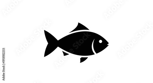 Black silhouette of a fish swimming.