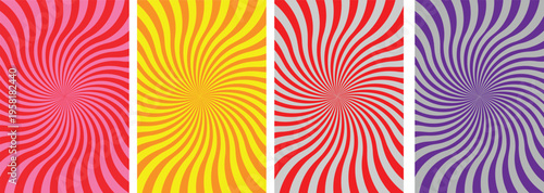 Colorful spiral patterns in red yellow purple and orange hues  abstract designs  geometric shapes  optical illusions  vibrant colors