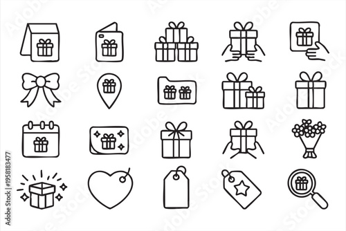 Shopping and Sale Icon Collection with Gift Boxes Coupons and Tags