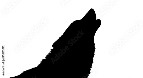 Black silhouette of a howling wolf.