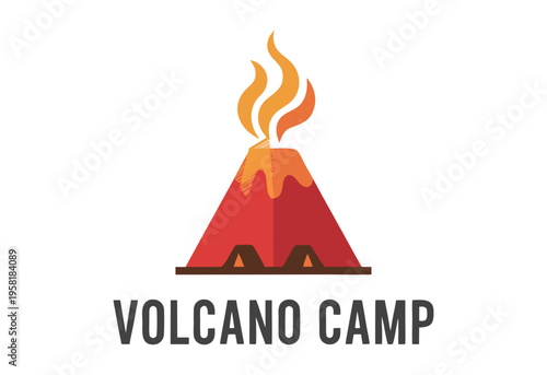 volcano camp logo design concept for branding and identity.