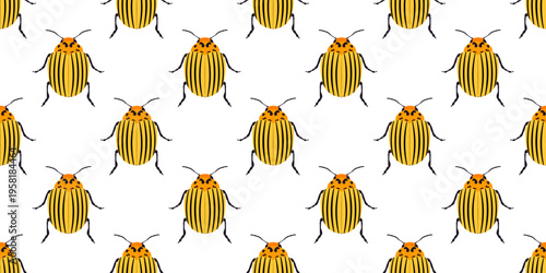 Colorado potato beetle seamless pattern for textile, wallpaper, wrapping paper and garden themed decor