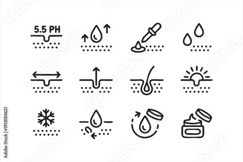 Beauty and Skincare Icon Pack with Serum Dropper and Moisturizer Symbols