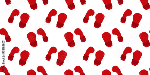Red boxing gloves seamless pattern for sports design