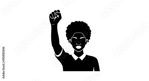 Black man with raised fist silhouette.