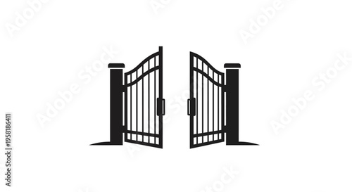 Black Metal Gate Opening Outside.