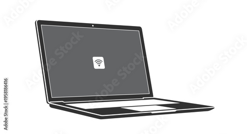 Laptop Computer with Open Screen.