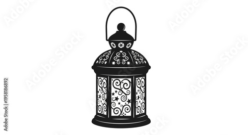 Black Metal Lantern With Handle.