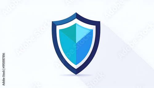 Blue shield emblem design with a white outline on a white backdrop casting soft shadows Free Download Blue shield emblem design with a white outline on a white backdrop casting soft shadows - GFXLoad