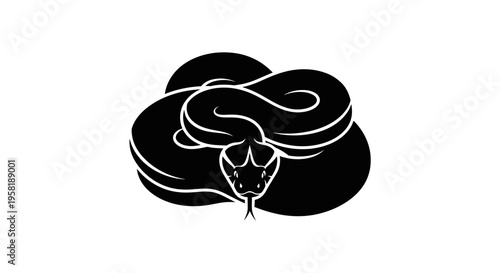 Black snake curled up tight.