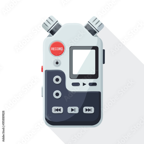 Portable digital recorder with microphones and playback controls