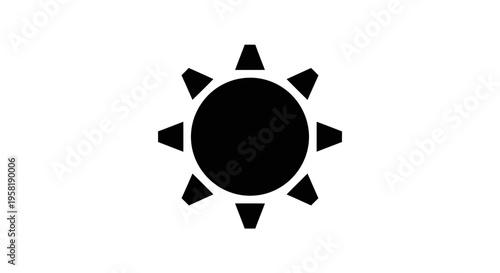 Black Sun Icon Graphic Symbol.