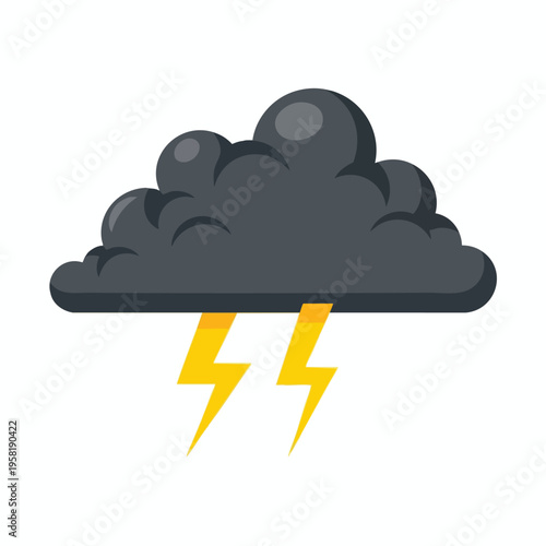 A dark, ominous cloud with two bright yellow lightning bolts