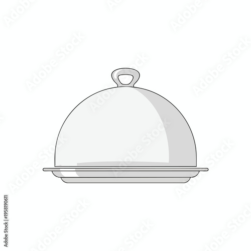 Silver serving dish with a domed lid and looped handle, presented on a white background