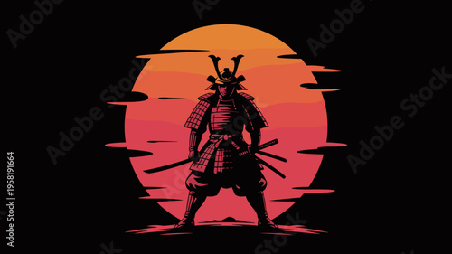 Minimalist samurai warrior vector art – Great for zen meditation apps, fitness motivation, or traditional art themes.