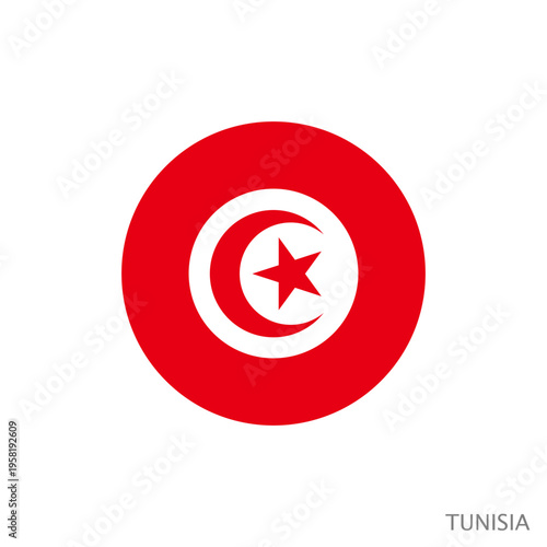 Tunisia flag with official colors and proportion correctly. National flag of Tunisia symbol. Vector illustration