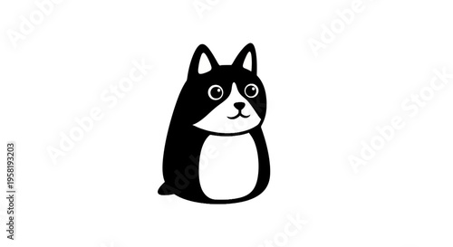 Cute Cartoon Black and White Husky.