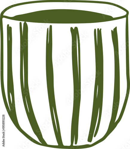 Retro ceramic vase, Olive oil hand drawn vintage line art illustrations series
