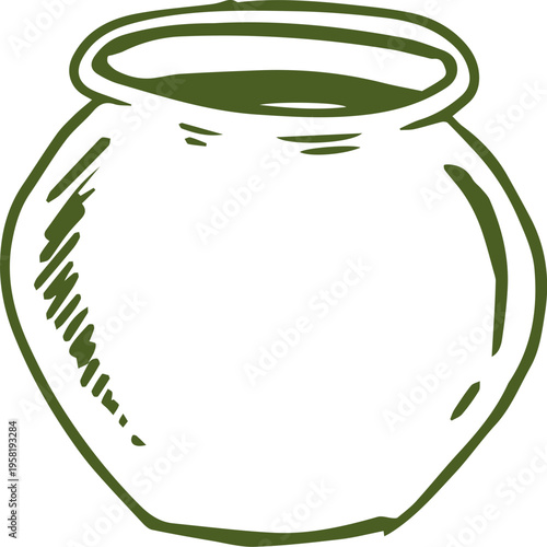 Retro ceramic vase, Olive oil hand drawn vintage line art illustrations series