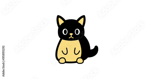 Cute black and yellow cartoon cat.