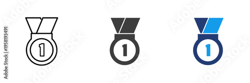 medal icon with 1st. sport award for the winner.  prize badge.